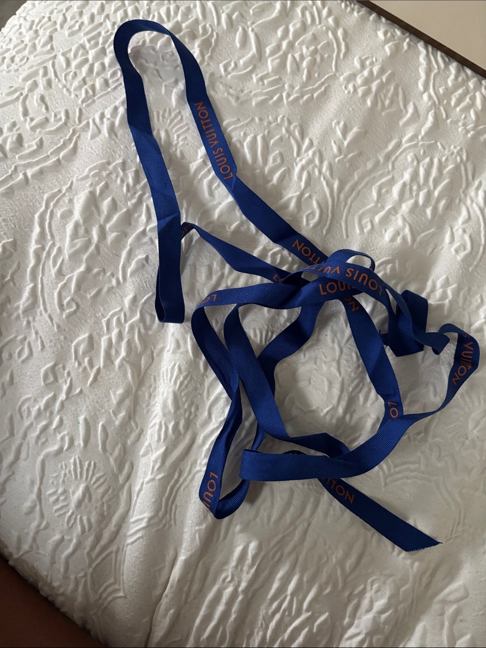 Louis Vuitton Royal Blue Ribbon with Orange Logo